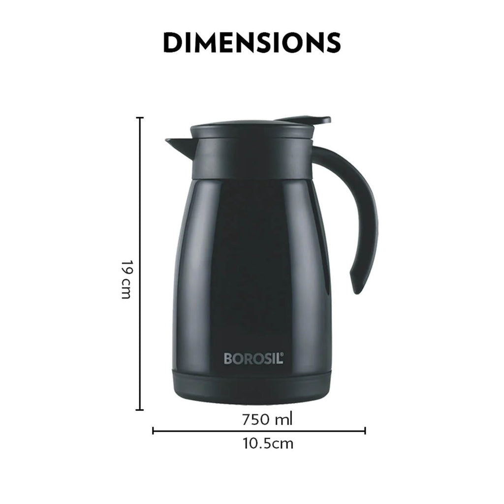 Borosil Thermoflask Thermos Kettle Tea Pot Black 750ml