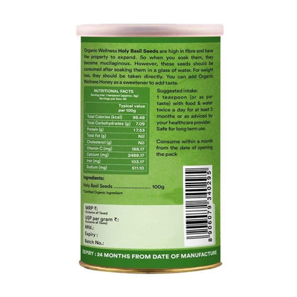 Organic Wellness Basil Seeds - 100 gms