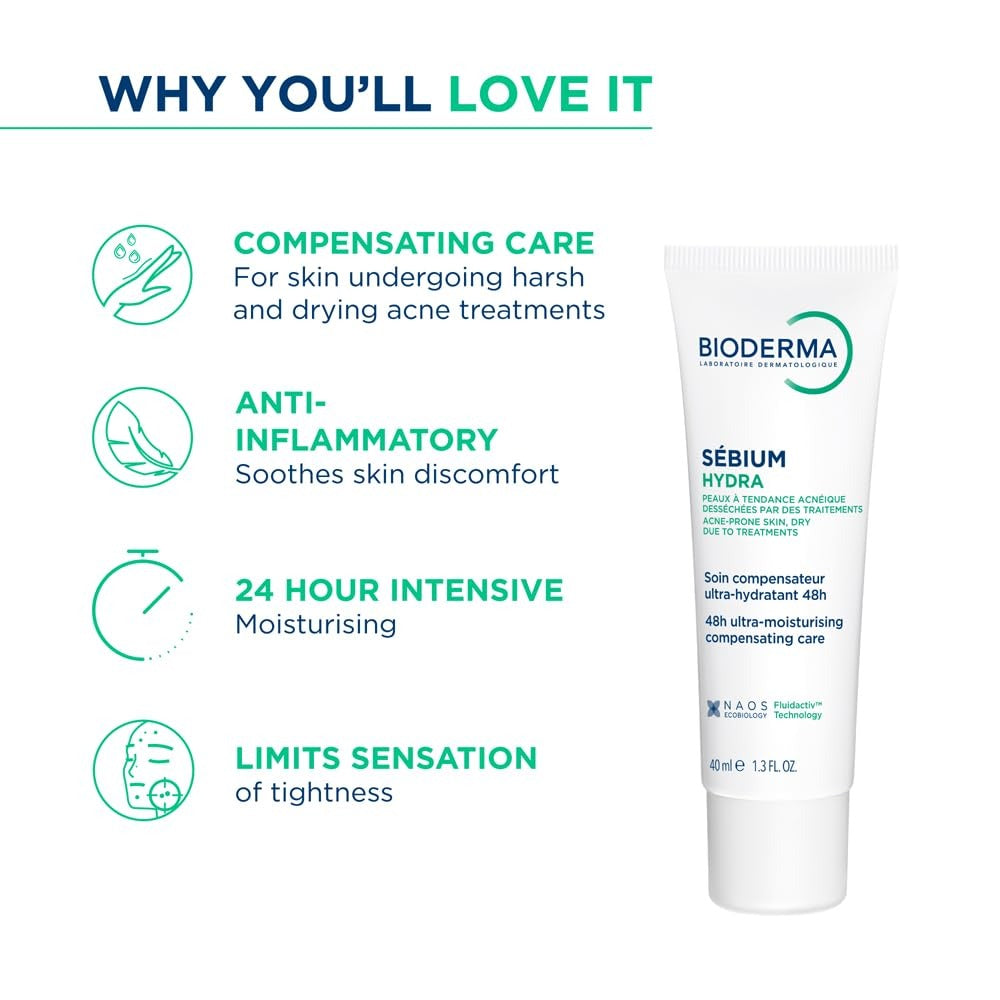 Bioderma Moisturizer for Acne, Redness - 40 ml