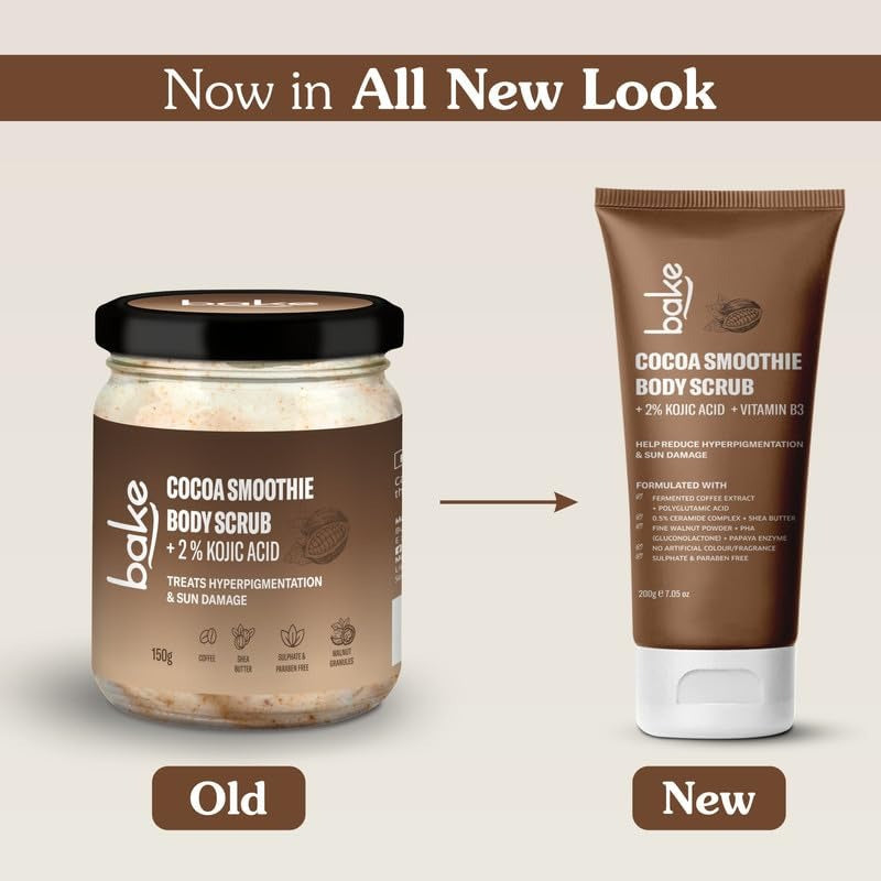 Bake 2% Kojic Acid Coffee Smoothie Body Scrub For Pigmentation & Strawberry Skin - 150 gms