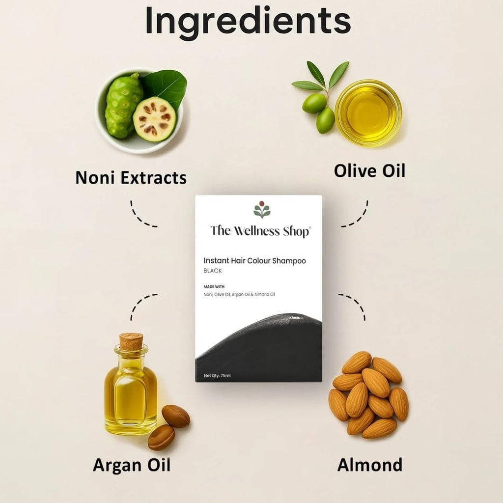 The Wellness Shop Instant Hair Colorur Shampoo Black  - 75 ml