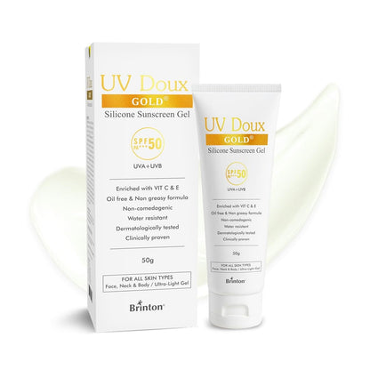 Brinton UV Doux Gold Silicone Sunscreen Gel SPF 50 PA+++, UVA/UVB protection With Vitamin C & E