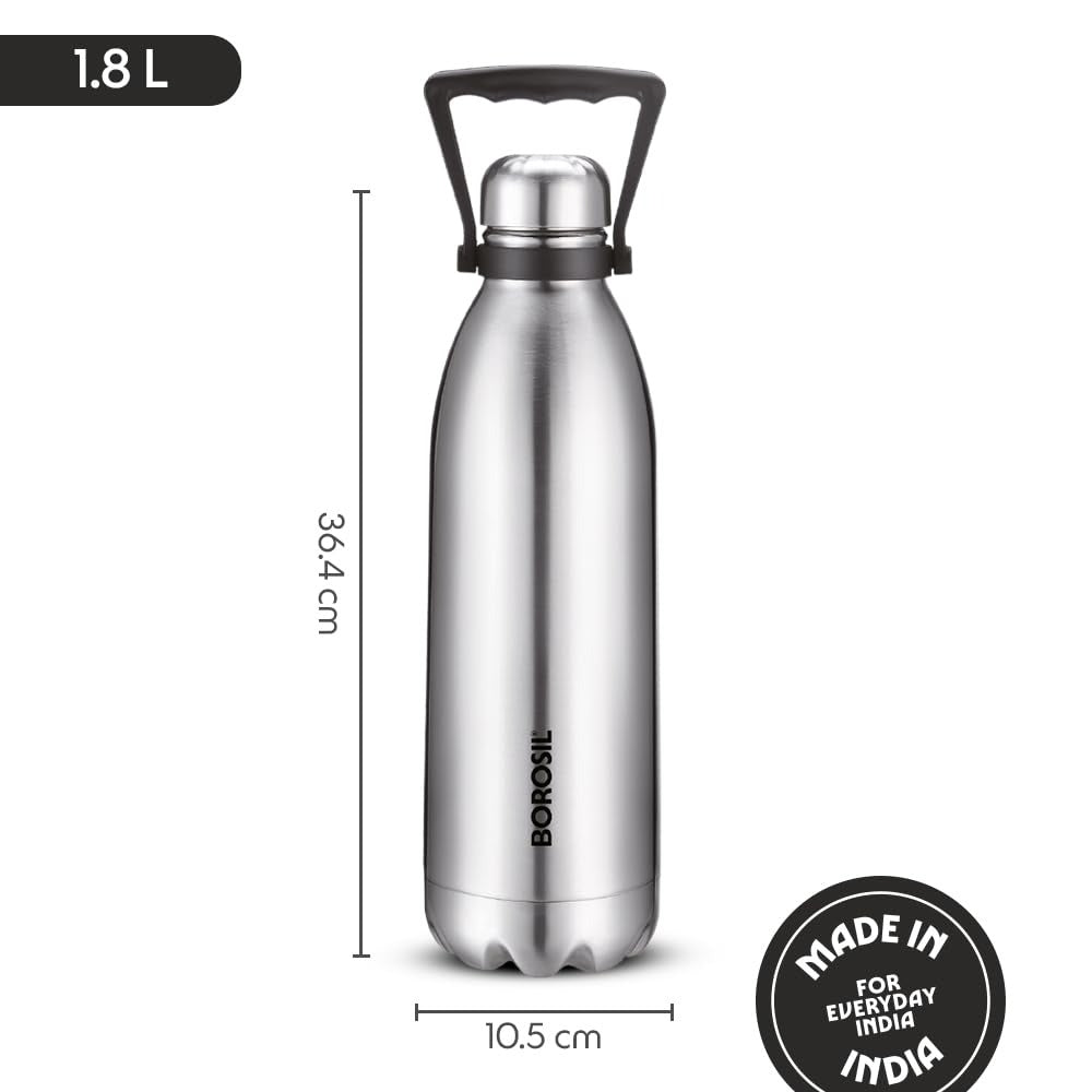 Borosil Hydra Thermoflask Steel Water Bottle Bolt 1.8L