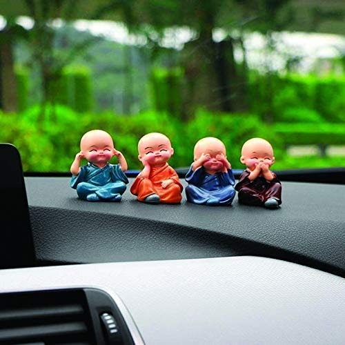 Nrson Resin Buddha Monk Idol Multicolour Set of 4 Buddha Monk