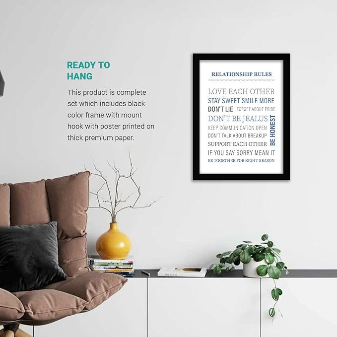 Kotart Relationship Rules Wall Poster for Home Wall Decor Typographic Design Framed Posters