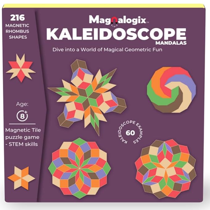 Pelikas Toyz Magnalogix Mandala Art for Beginners, Puzzle Game, Mosaic Art Kit, Gift for Boys Girls 8-12 Years, Magnetic Puzzles Kaleidoscope Mandalas