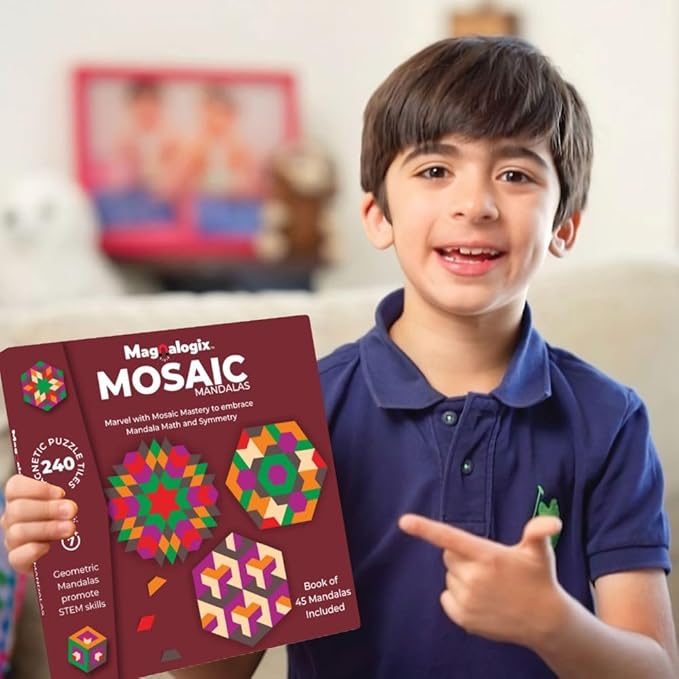 Pelikas Toyz Magnalogix Mandala Art for Beginners, Puzzle Game, Mosaic Art Kit, Gift for Boys Girls 8-12 Years, Magnetic Puzzles Mosaic Mandala
