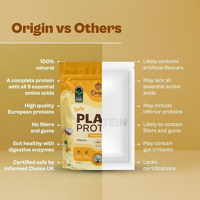 Origin Nutrition Natural Vegan Protein Powder Vanilla Flavour - 792 gms