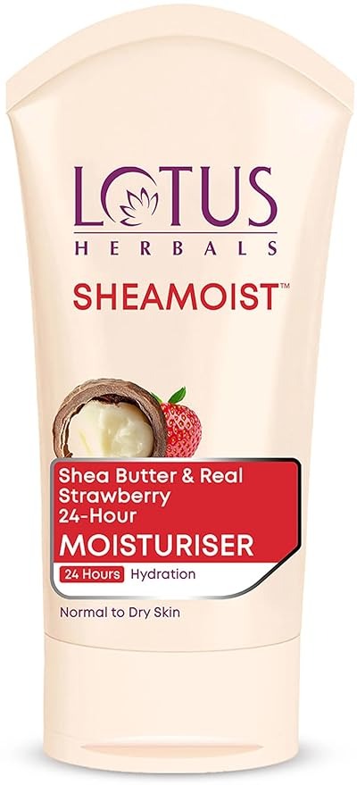 Lotus Herbals Sheamoist Shea Butter And Real Strawberry 24 Hour Moisturiser - 100 gms