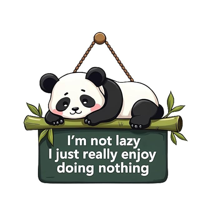 GiftOday Lazy Panda Printed Wooden Wall Hanging with Quotes Modern Painting Artworks