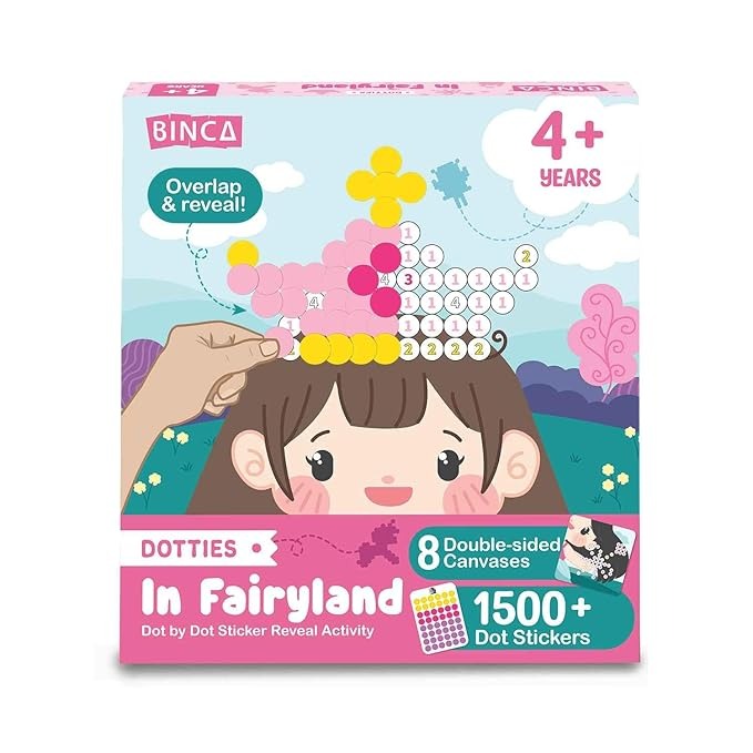 Binca Dotties Dot Art Activity Kit 1500+ Stickers, 8 Unicorns DIY Dot Sticker Art for Toddlers Kids Ages 4,5,6,7
