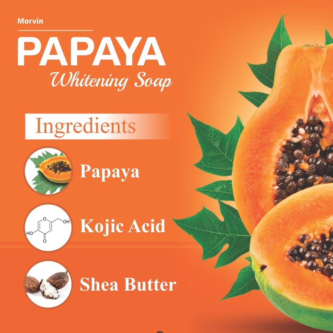 Morvin India Papaya Whitening Soap (150 gm, Pack of 4)