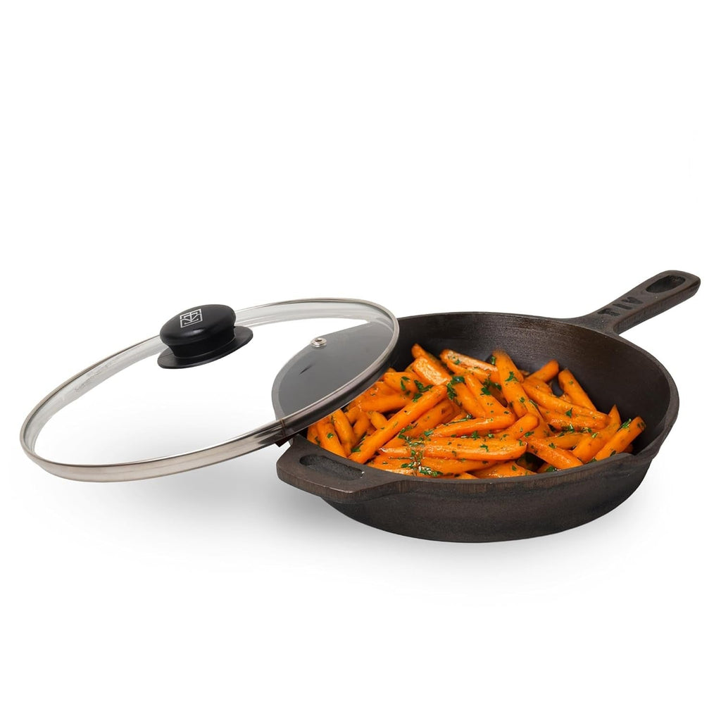 The Indus Valley Super Smooth Cast Iron Fry Pan with Glass Lid