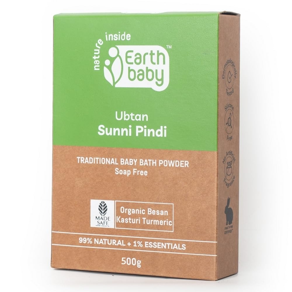 Earthbaby Ubtan Sunni Pindi Soap-free Natural Baby Bath Powder for Soft Glowing Skin - 500 gms