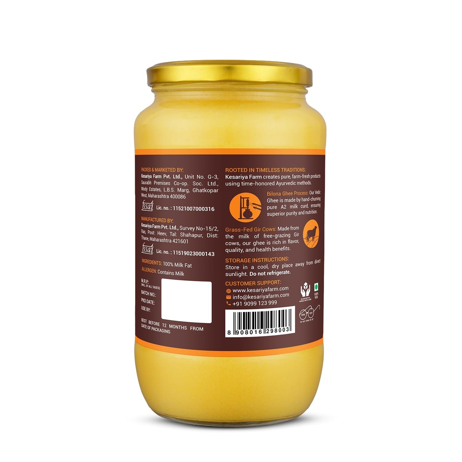 Vedic Ghee Gir Cow's Cultured A2 Ghee - 1000 ml