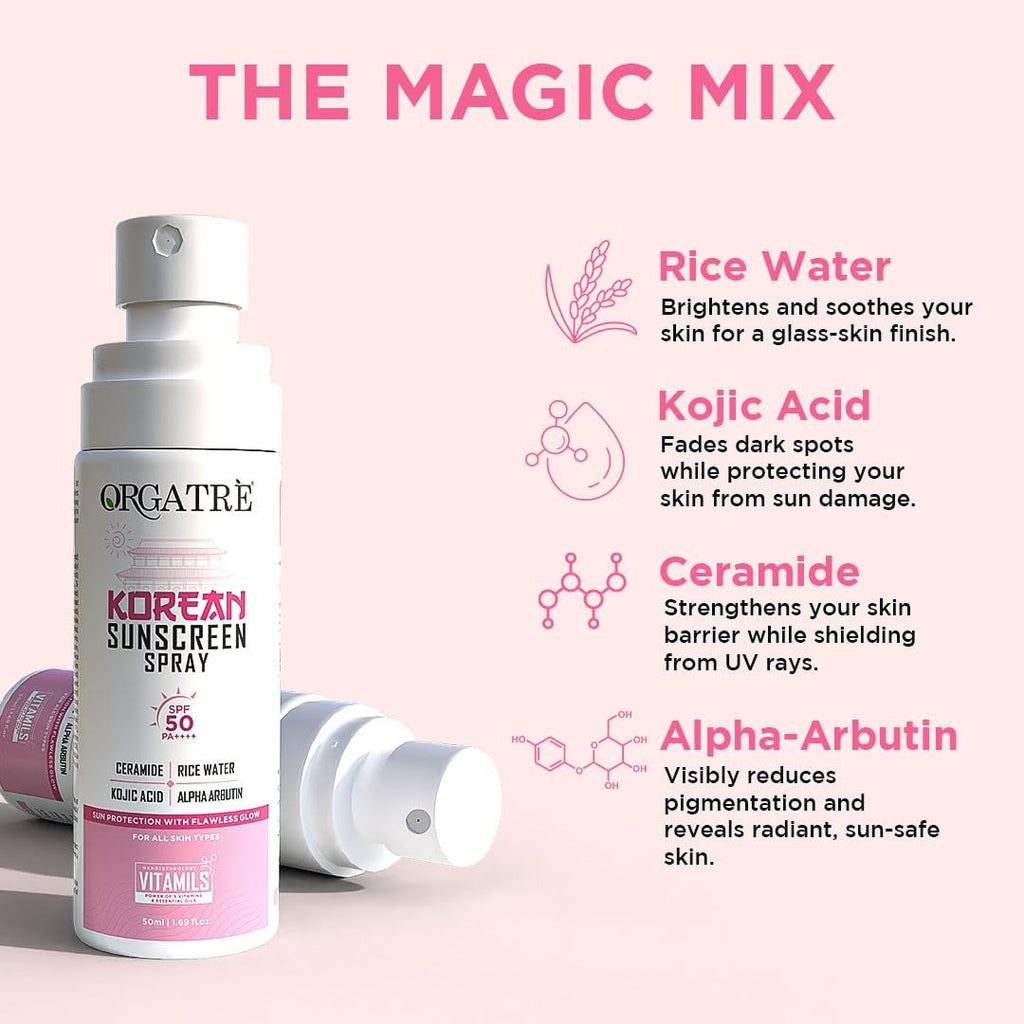 Orgatre Rice Ceramide Spray Sunscreen SPF 50 PA++++