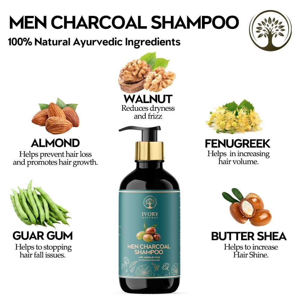Ivory Natural Men Charcoal Shampoo - 200 ml