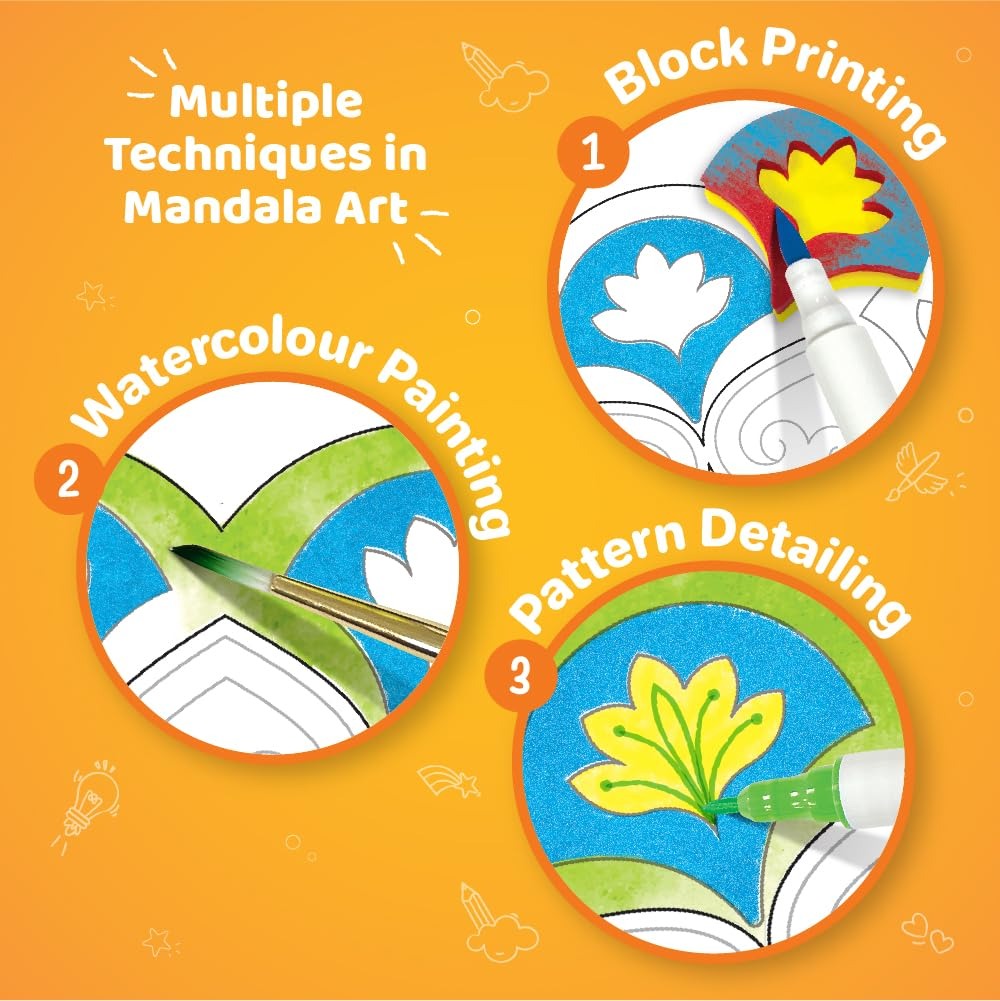 Imagimake Mandala Art Kit Art and Craft Kit for Girls 12 Coloring & Painting Kit