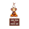 GiftOday Sab Moh Maya Hai Wooden Wall Hanging Cute Calm Monkey