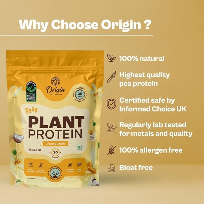 Origin Nutrition Natural Vegan Protein Powder Vanilla Flavour - 792 gms