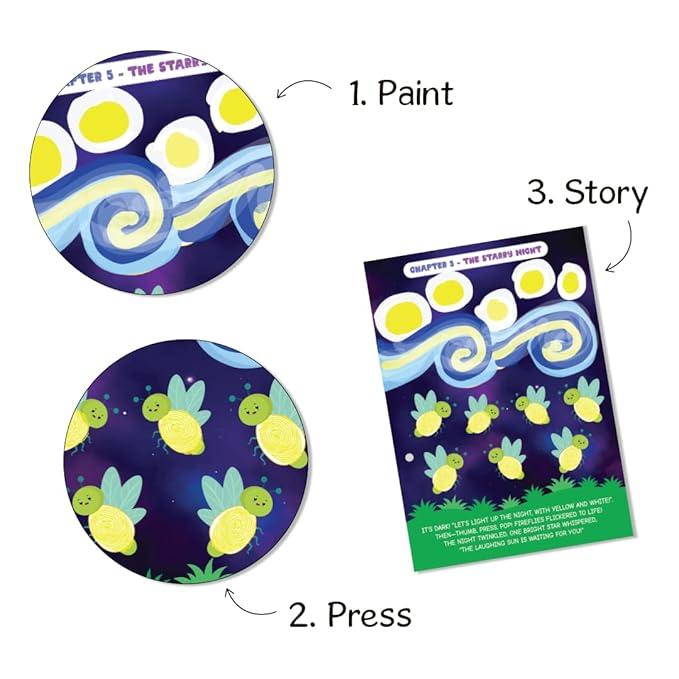 GiniMini Tiny Prints and The Magical Journey Art & Craft Kit for Kids 3–5 10 Story-Based Activities Fingerprint Painting Stickers DIY Scrapbook