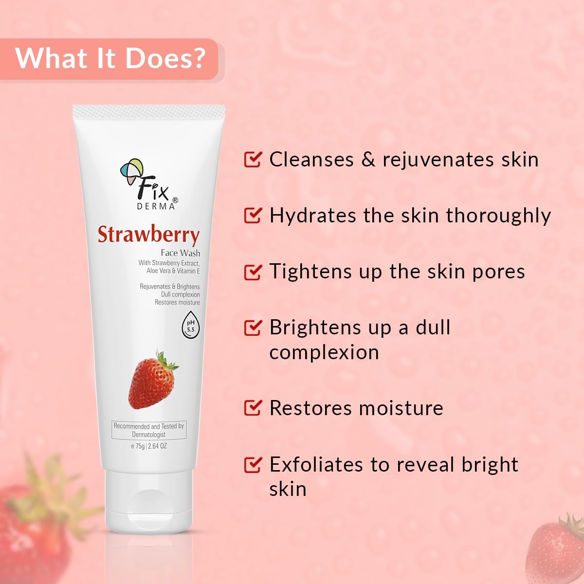 Fixderma Strawberry Face Wash - 75 gms