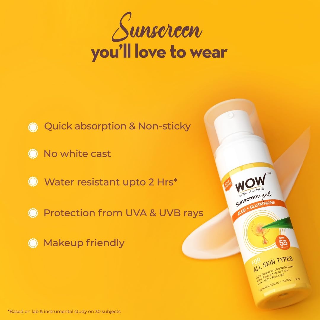 Wow Skin Science Sunscreen Gel For All Skin Types SPF 55 PA++++ - 50 ml