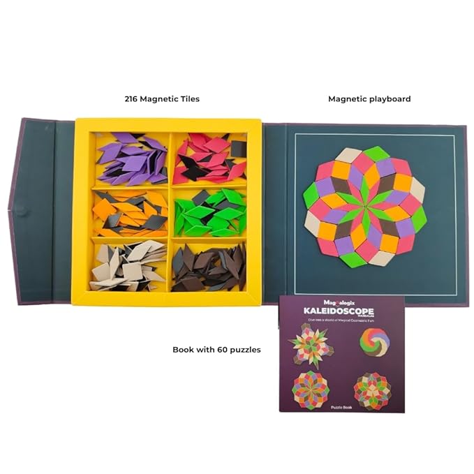 Pelikas Toyz Magnalogix Mandala Art for Beginners, Puzzle Game, Mosaic Art Kit, Gift for Boys Girls 8-12 Years, Magnetic Puzzles Kaleidoscope Mandalas