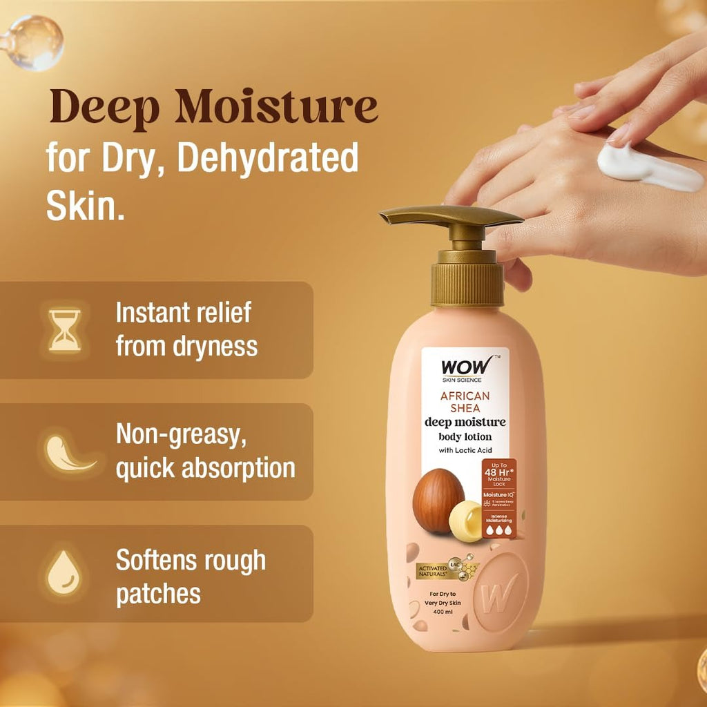 Wow Skin Science Afrcian Shea Butter With Lactic Acid Body Lotion - 400 ml