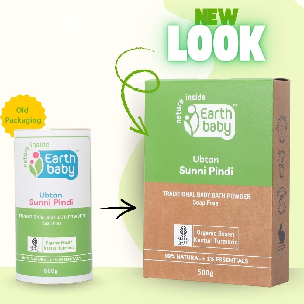 Earthbaby Ubtan Sunni Pindi Soap-free Natural Baby Bath Powder for Soft Glowing Skin - 500 gms
