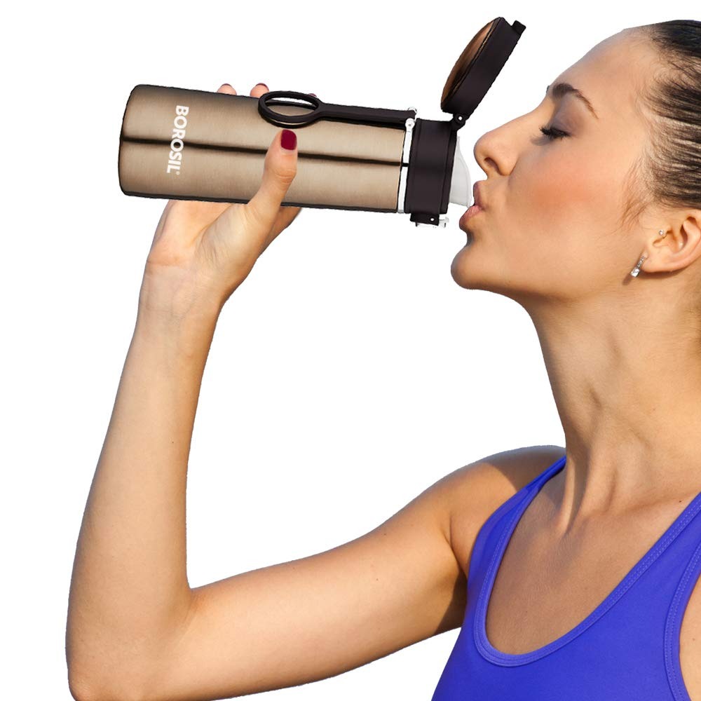 Borosil Hydra Thermoflask Water Bottle Ease Brown 420ml