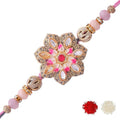 Voylla Meenakari Kundan Embellished Pink Floral Enamel Work Rakhi