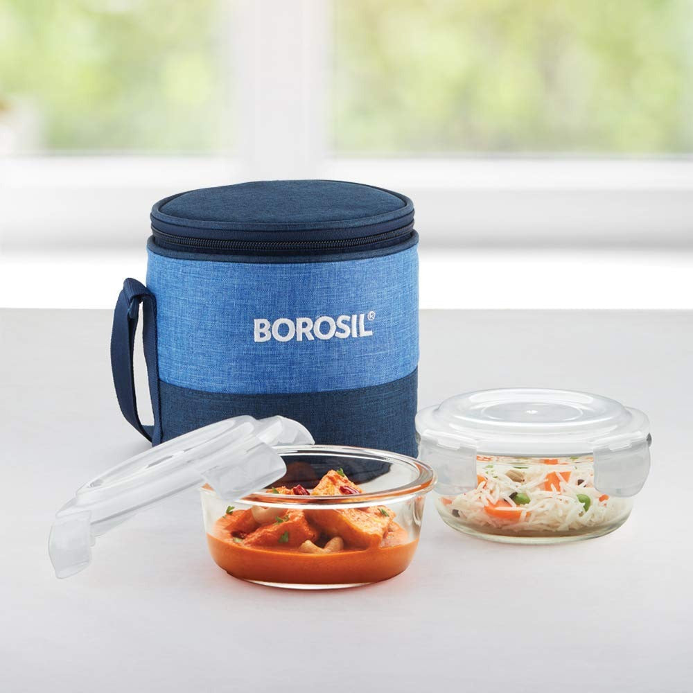 Borosil Glass Lunch Box Office Tiffin Prime Bag 400ml×2