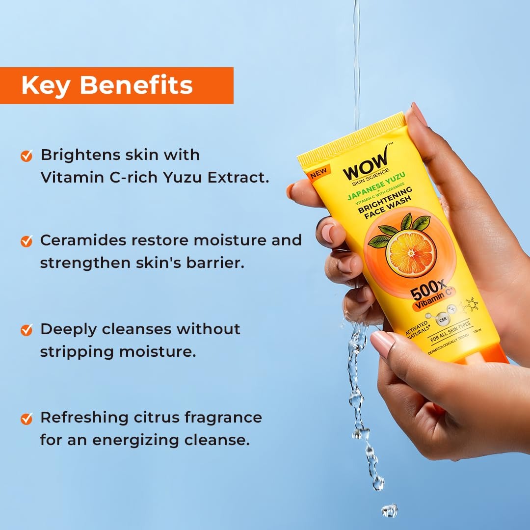 WOW Skin Science Japanese Yuzu + Vitamin C with Ceramide Brightening Face Wash