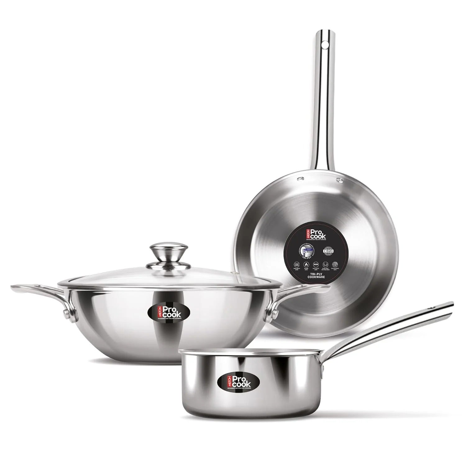 Milton ProCook Triply 4 Pcs Induction Cookware Set