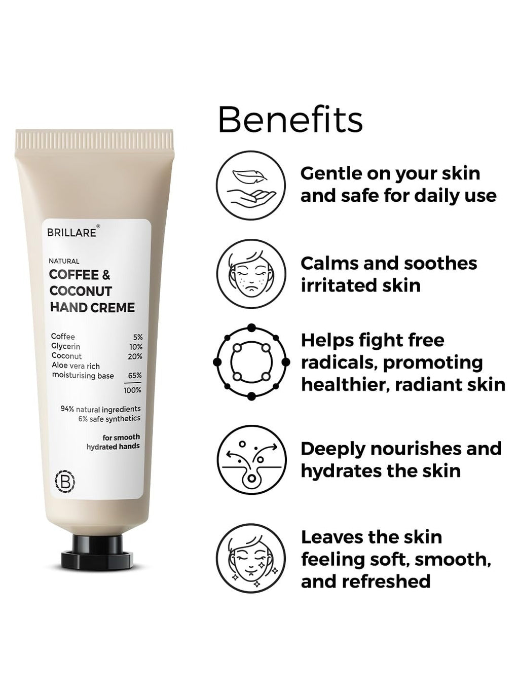 Brillare Natural Coffee & Coconut Hand Creme - 30 gms