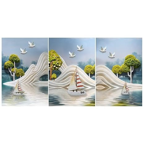 Rangoli MDF 3 Pcs Wall Poster 12x18 Inch Decorative Wall Art P-2 Design-11