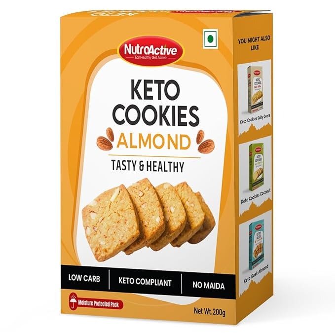 Diabexy NutroActive Keto Almond Cookies,1g Net Carb Per Cookies - 200 gms