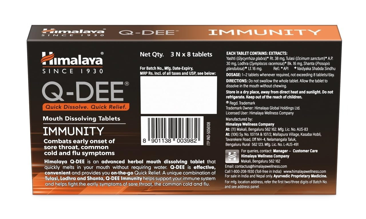 Himalaya Q DEE (Immunity) Tablets 3nx8's Pack