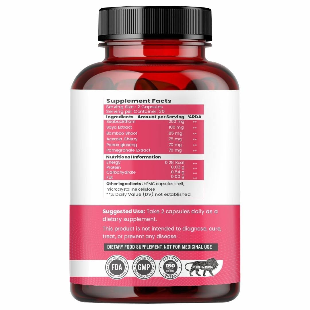 Raskam Plant Based Collagen- Anti-Aging Supplements For Women - 60 caps