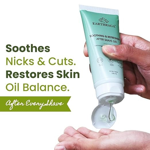 Earthraga Lemongrass Mint Essential Oils Moisturizing After Shave Gel - 100 ml