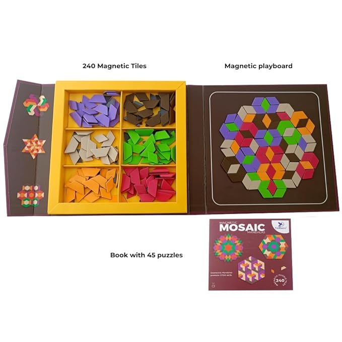 Pelikas Toyz Magnalogix Mandala Art for Beginners, Puzzle Game, Mosaic Art Kit, Gift for Boys Girls 8-12 Years, Magnetic Puzzles Mosaic Mandala