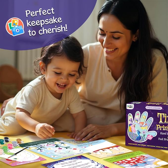 GiniMini Tiny Prints and The Magical Journey Art & Craft Kit for Kids 3–5 10 Story-Based Activities Fingerprint Painting Stickers DIY Scrapbook