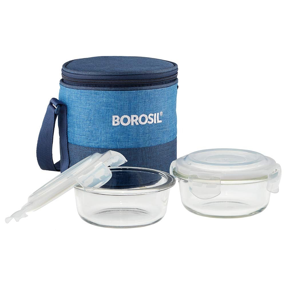 Borosil Glass Lunch Box Office Tiffin Prime Bag 400ml×2