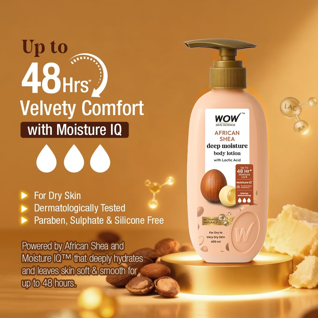 Wow Skin Science Afrcian Shea Butter With Lactic Acid Body Lotion - 400 ml