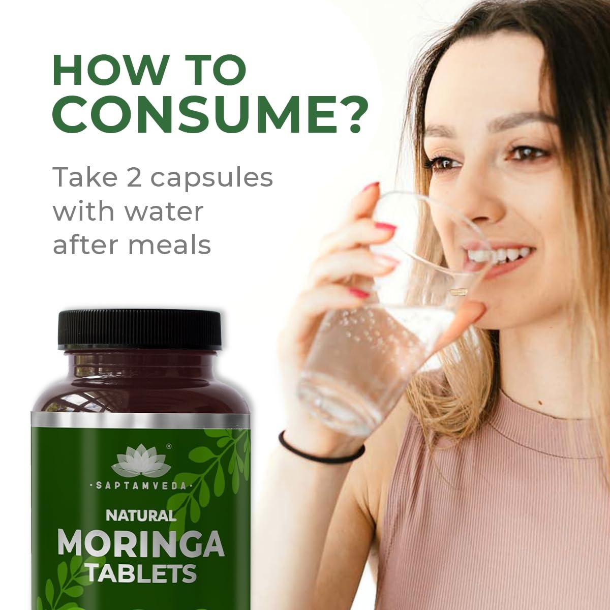Saptamveda Organic Moringa Tablets - 120 tabs