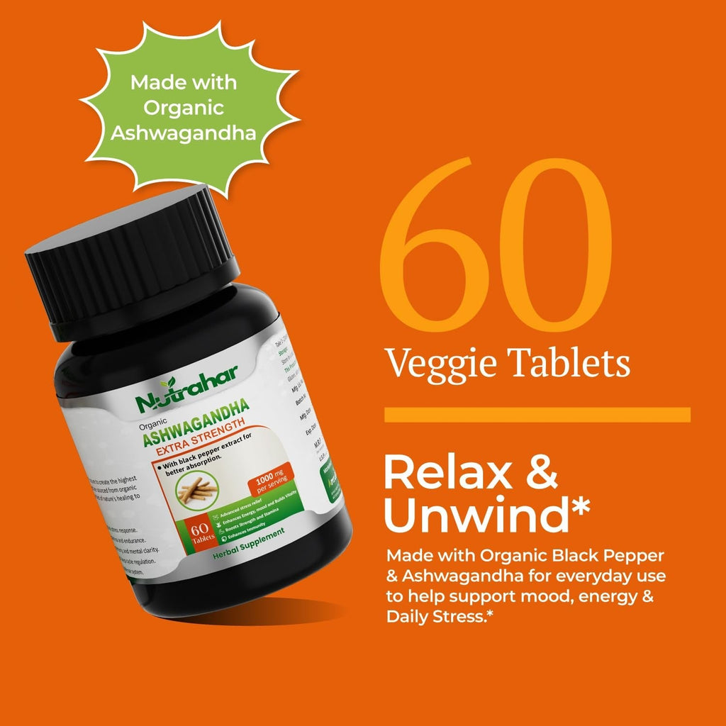 Nutrahar Organic Ashwagandha 1000mg - 60 Tablets