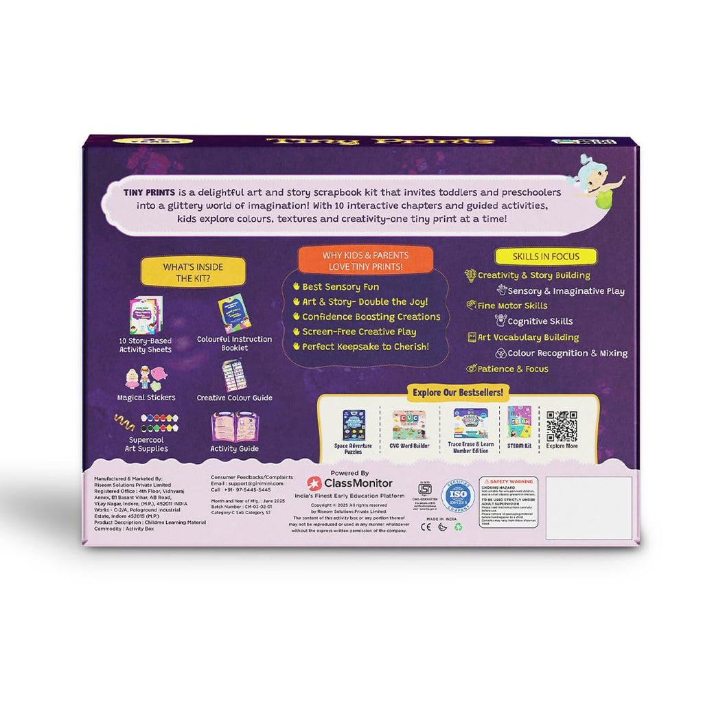 GiniMini Tiny Prints and The Magical Journey Art & Craft Kit for Kids 3–5 10 Story-Based Activities Fingerprint Painting Stickers DIY Scrapbook