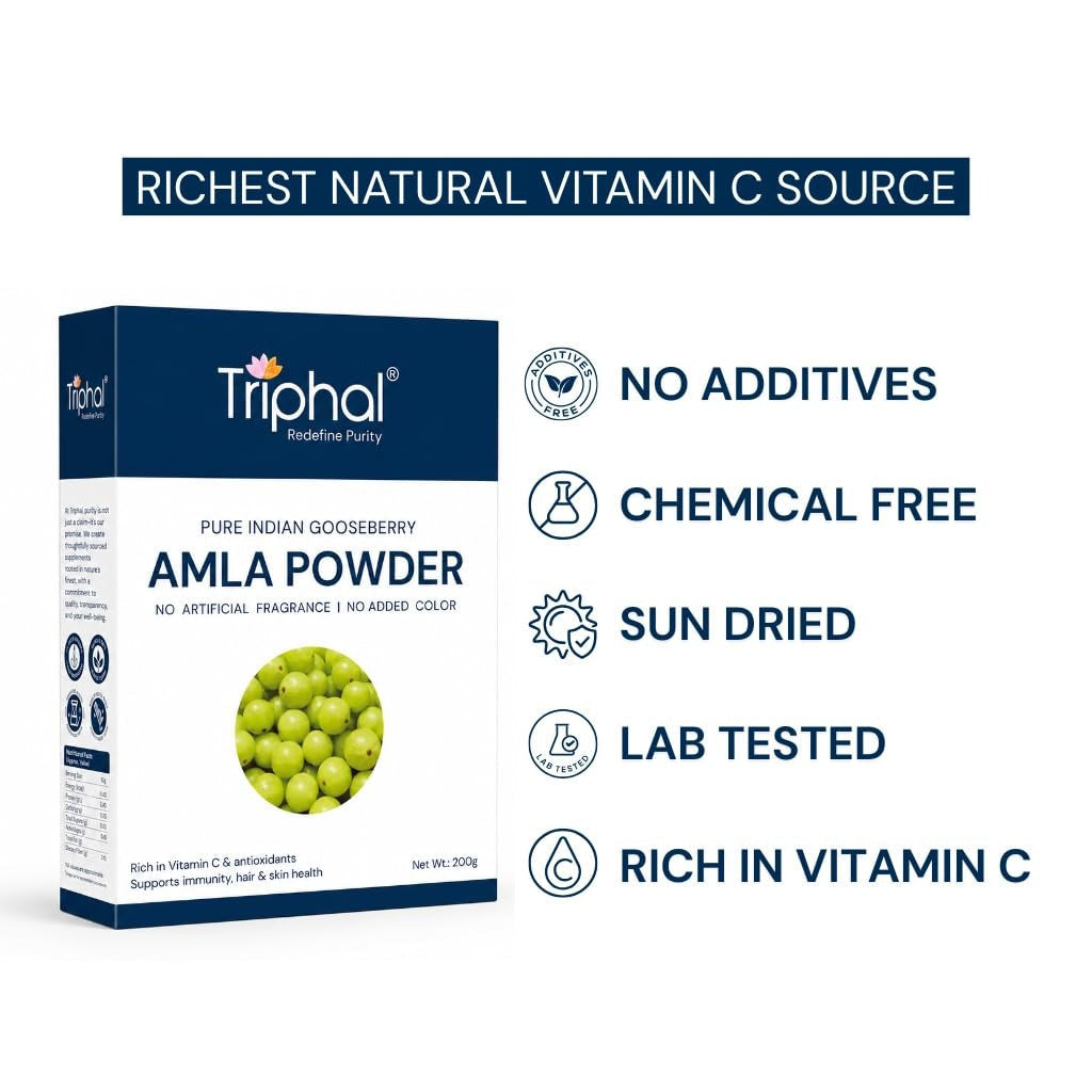 Triphal Amla Powder - Pure and Natural Indian Gooseberry Powder