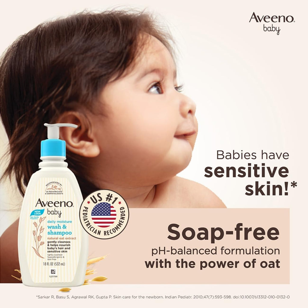 Aveeno Baby Daily Moisture Wash & Shampoo - 532 ml